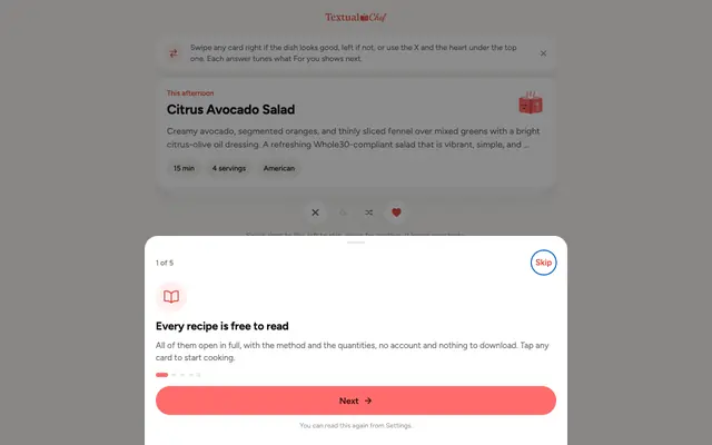 Screenshot of Textual Chef - Clean, text-first recipes