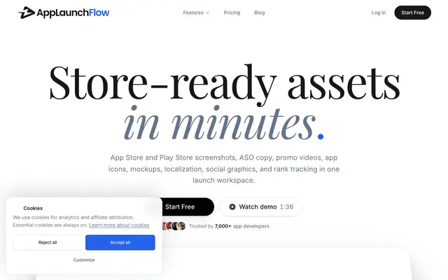 Screenshot of AppLaunchFlow | App Store Screenshots, ASO Copy & Promo Videos