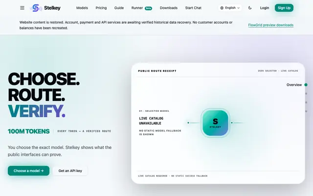 Screenshot of Stelkey — The honest AI gateway