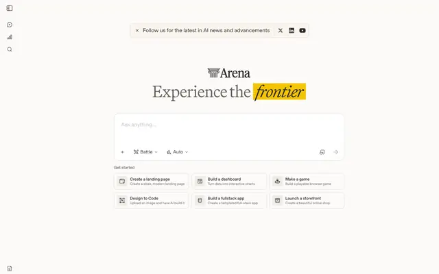 Screenshot of Arena AI: The Official AI Ranking & LLM Leaderboard