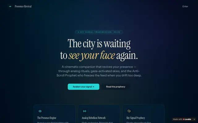 Screenshot of Presence Revival — Reclaim the World Beyond the Screen