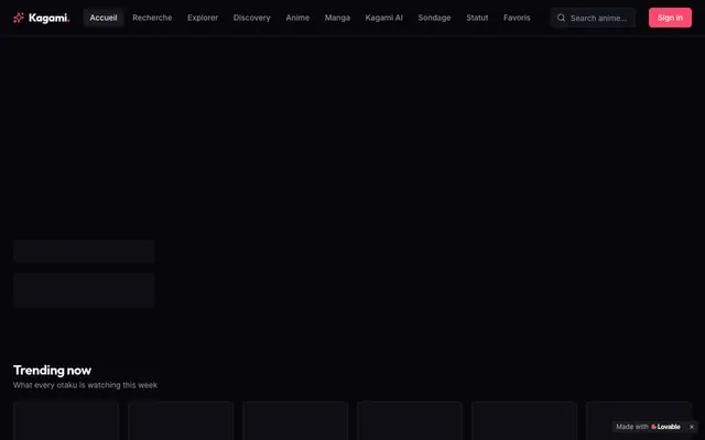 Screenshot of Kagami — Stream anime for otakus