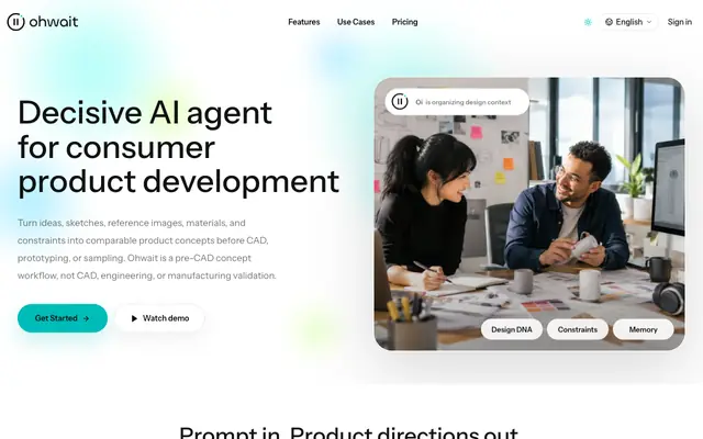 Screenshot of Decisive AI Agent for Consumer Product Development | Ohwait