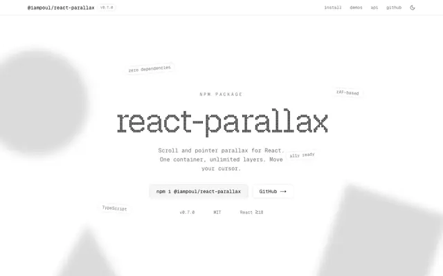 Screenshot of @iampoul/react-parallax