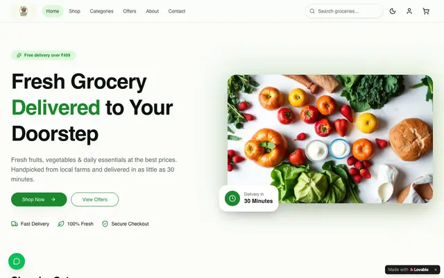 Screenshot of Fresh Basket — Fresh Groceries Delivered in Surat