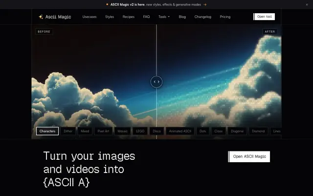 Screenshot of Free ASCII Art Generator, Image & Video to ASCII | ASCII Magic