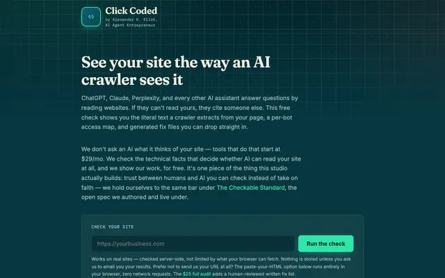 Screenshot of AI Visibility Score — See how your site ranks across every major AI assistant