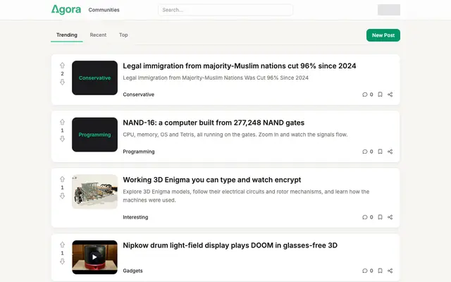 Screenshot of Agora — Free Speech Communities