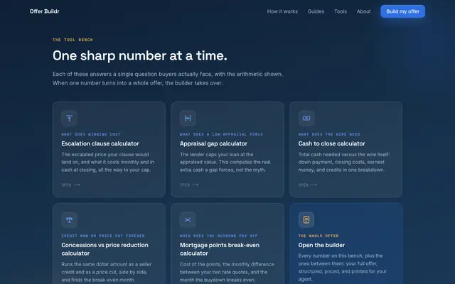 Screenshot of Tools · Offer Buildr