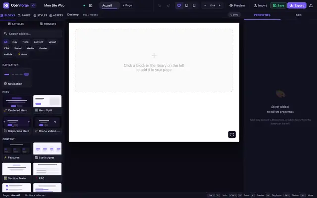 Screenshot of OpenForge Studio v3