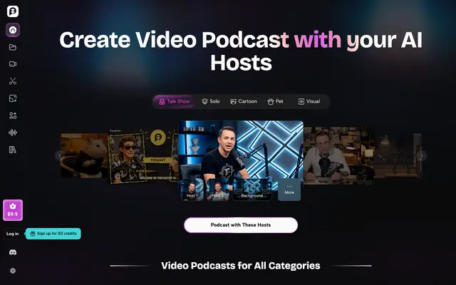 Screenshot of AI Podcast Generator: Turn Any Content Into a Podcast | PodcastorAI