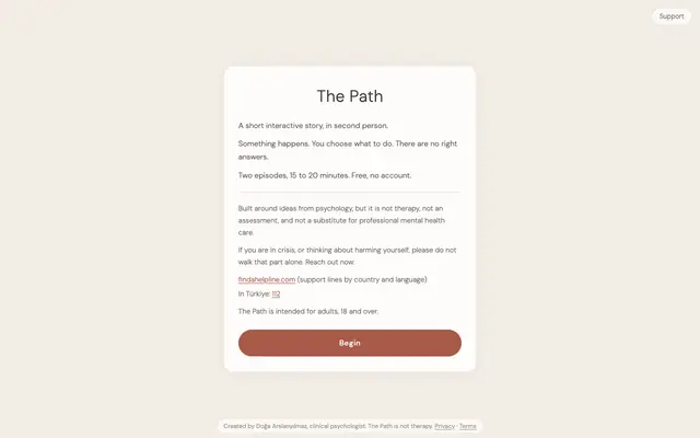 Screenshot of The Path — An Interactive Self-Understanding Journey