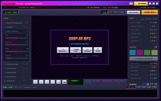 Screenshot of wavez.social — make ur music slap
