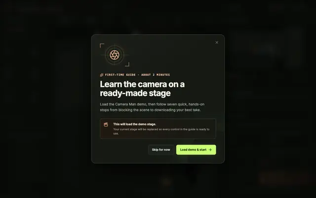 Screenshot of Camera Man — Browser Virtual Production Studio