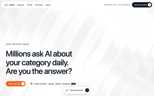 Screenshot of Cyted | AI Search & Visibility Tracking