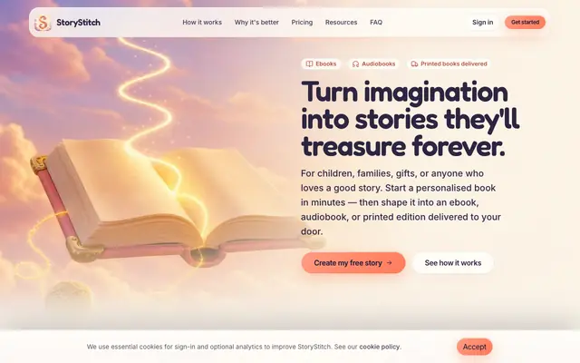 Screenshot of Personalised Storybooks, Audiobooks & Printed Books
