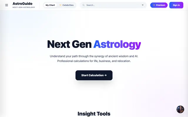 Screenshot of AstroGuido | AI Astrologer & Birth Chart Calculator