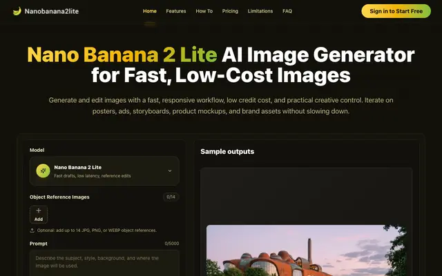 Screenshot of nanobanana2lite.tools