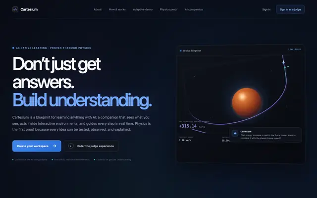 Screenshot of Cartesium · Learn through interaction
