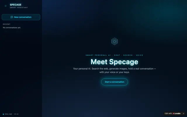 Screenshot of Specage — Your Smart AI Assistant