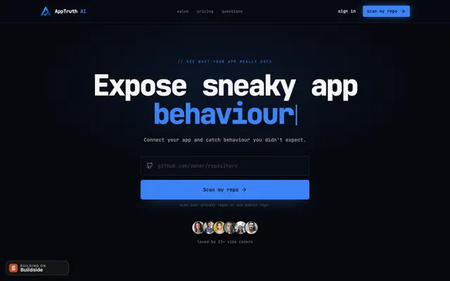 Screenshot of AppTruth AI — AI app verification