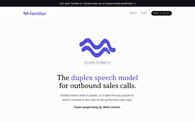 Screenshot of MetaVoice · The duplex speech model for revenue calls