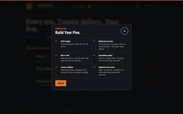 Screenshot of Your Five | Basketball and Football Draft Game