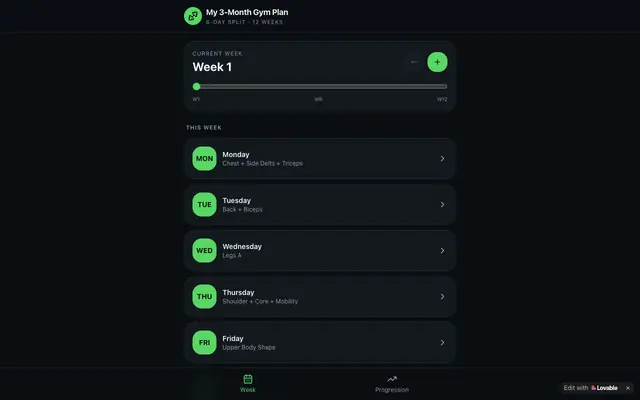 Screenshot of My 3-Month Gym Plan