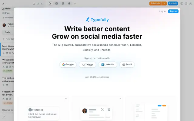 Screenshot of Typefully: Best social media tool for creators & businesses