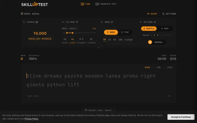 Screenshot of SkillUpTest