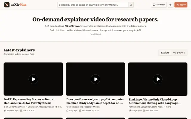 Screenshot of Explore | arXivMax