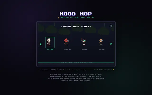 Screenshot of HOOD HOP — Monkey Mint Arcade