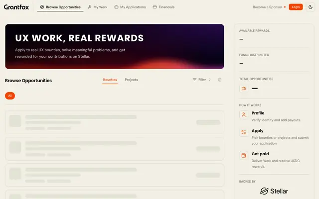 Screenshot of UX Bounties | GrantFox Contributor