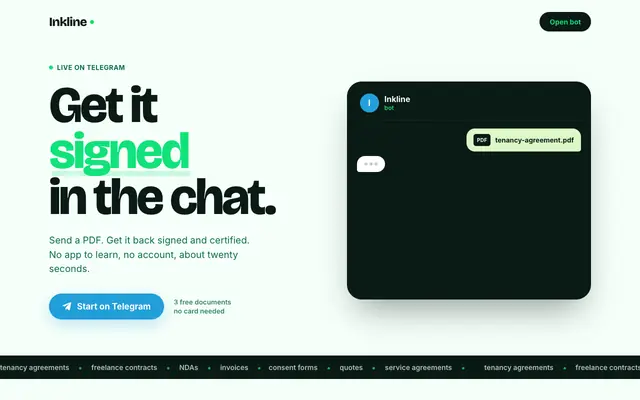Screenshot of Inkline — sign documents inside WhatsApp