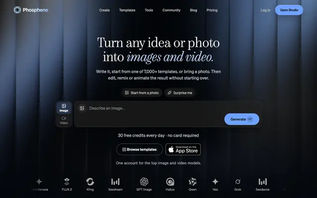 Screenshot of Phosphene - AI Image Templates