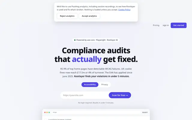 Screenshot of Rootlayer — Web Compliance Auditor