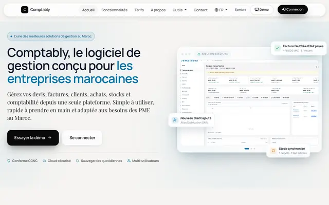 Screenshot of Comptably | Logiciel de facturation ERP Maroc