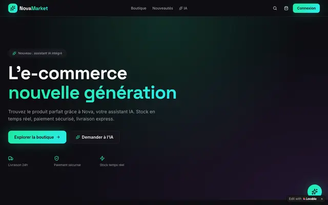 Screenshot of Nova Market — Achetez malin, avec l'IA