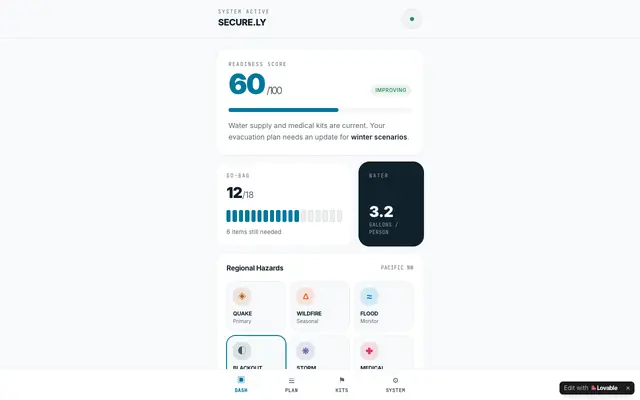 Screenshot of Securely — All-hazard emergency prep for households