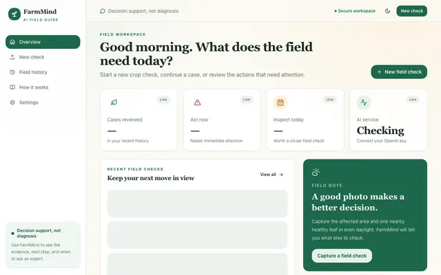 Screenshot of FarmMind AI