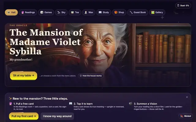 Screenshot of The Oracle · Madame Violet Sybilla's Mansion
