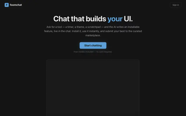 Screenshot of foomchat — chat that builds its own features