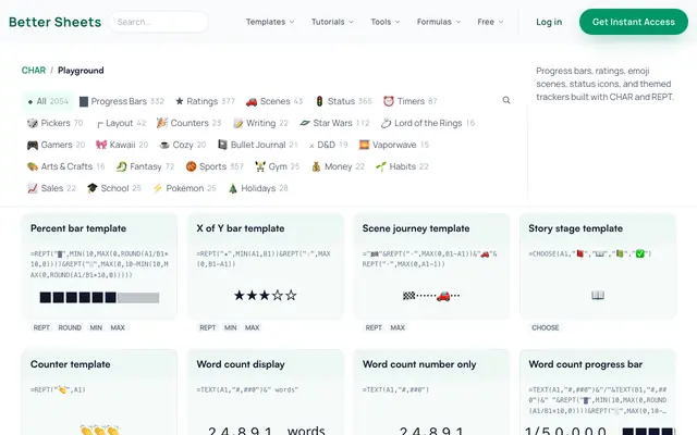Screenshot of Google Sheets Progress Bars and Visual Formulas · Better Sheets