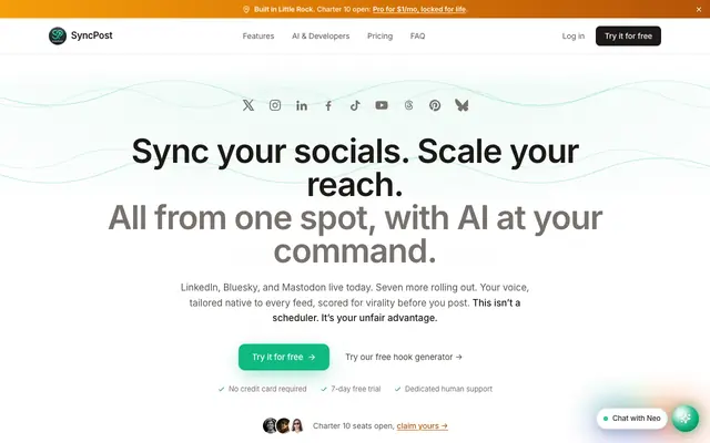 Screenshot of SyncPost — Sync your socials. Scale your reach.