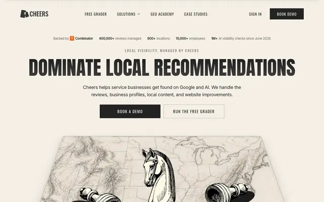 Screenshot of Cheers - Done-for-You Local Visibility on Google and ChatGPT