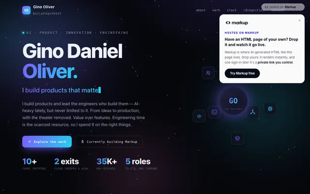 Screenshot of @gino — Markup