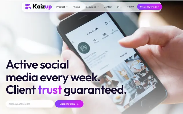 Screenshot of Kaizup — Social content created and published in your voice