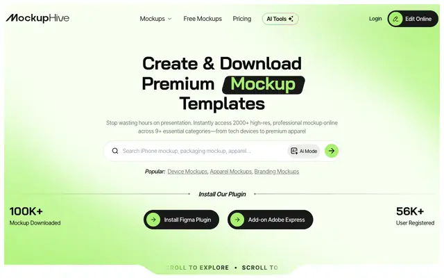 Screenshot of Download Free & Premium Mockup Templates | MockupHive