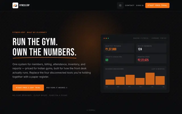 Screenshot of Fitness ERP · Command Center