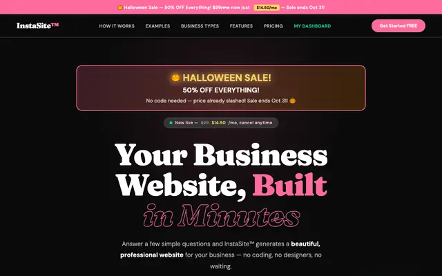Screenshot of InstaSite™ — Professional Website for Your Small Business | Just $29/mo
